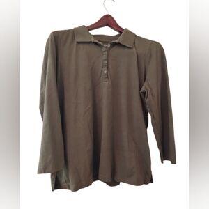 Women's size large  Long Sleeve Olive Green Polo Shirt
